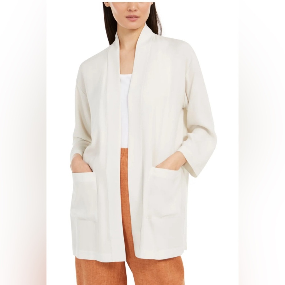 Eileen Fisher 80% silk 20% cotton‎ cardigan w pockets. XL